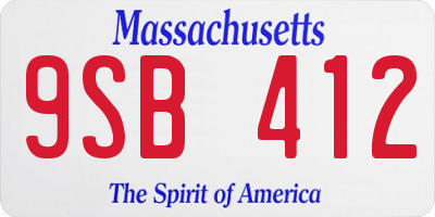 MA license plate 9SB412