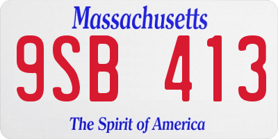 MA license plate 9SB413