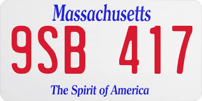 MA license plate 9SB417