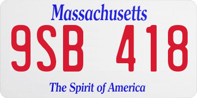 MA license plate 9SB418