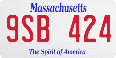 MA license plate 9SB424