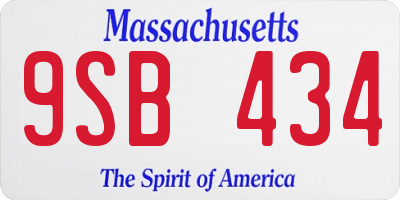 MA license plate 9SB434