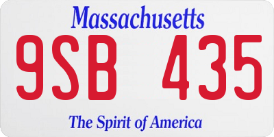 MA license plate 9SB435
