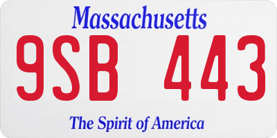 MA license plate 9SB443