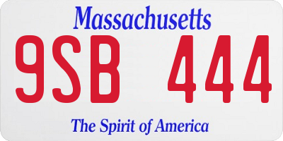 MA license plate 9SB444