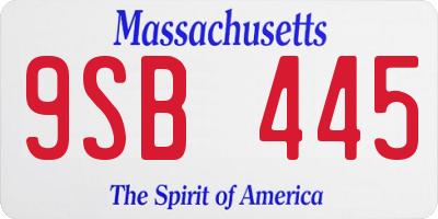 MA license plate 9SB445