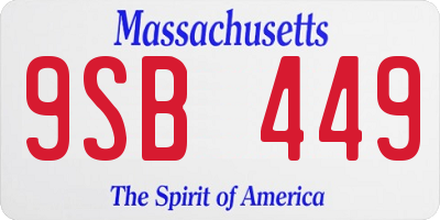 MA license plate 9SB449