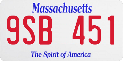 MA license plate 9SB451