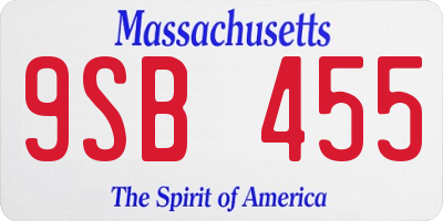 MA license plate 9SB455