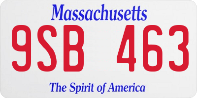 MA license plate 9SB463