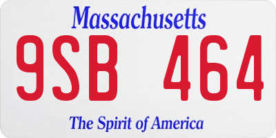 MA license plate 9SB464