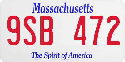 MA license plate 9SB472