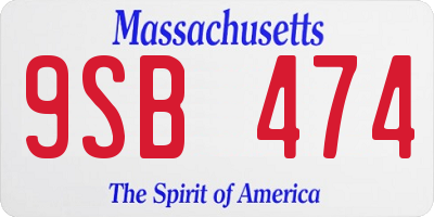 MA license plate 9SB474