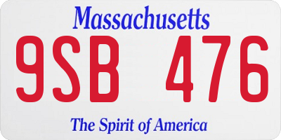 MA license plate 9SB476