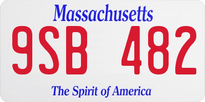 MA license plate 9SB482