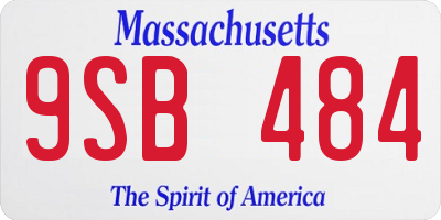 MA license plate 9SB484