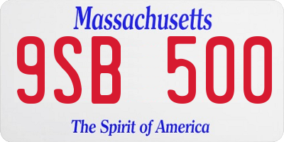 MA license plate 9SB500