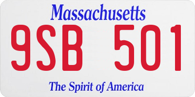 MA license plate 9SB501