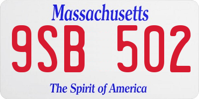 MA license plate 9SB502