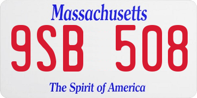 MA license plate 9SB508