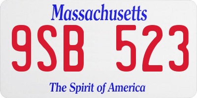 MA license plate 9SB523