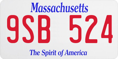 MA license plate 9SB524