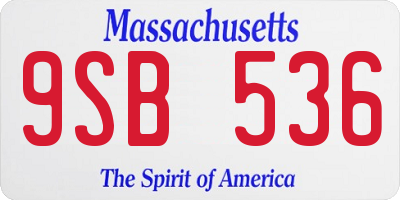 MA license plate 9SB536