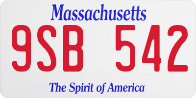 MA license plate 9SB542