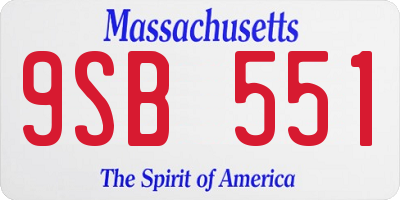 MA license plate 9SB551