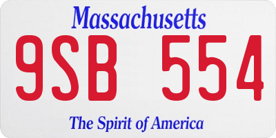 MA license plate 9SB554