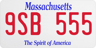 MA license plate 9SB555