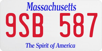 MA license plate 9SB587