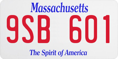 MA license plate 9SB601