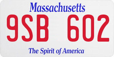 MA license plate 9SB602