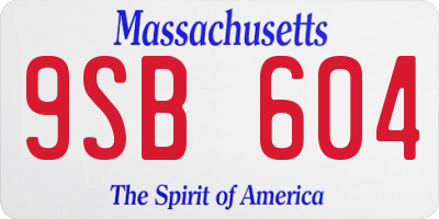 MA license plate 9SB604