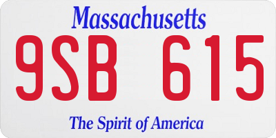 MA license plate 9SB615