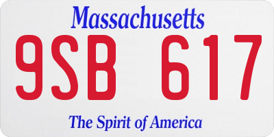 MA license plate 9SB617