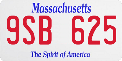 MA license plate 9SB625