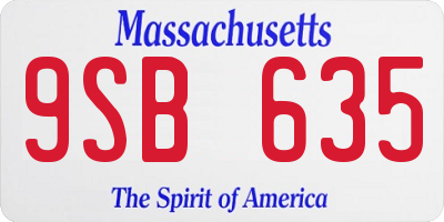 MA license plate 9SB635