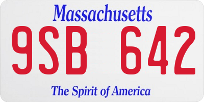 MA license plate 9SB642