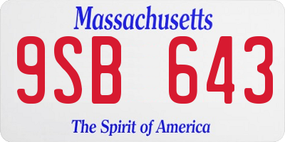 MA license plate 9SB643