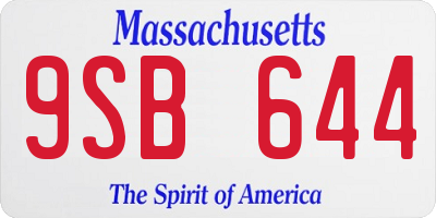 MA license plate 9SB644