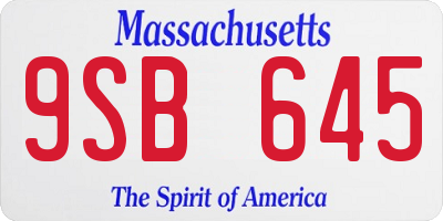 MA license plate 9SB645