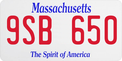 MA license plate 9SB650