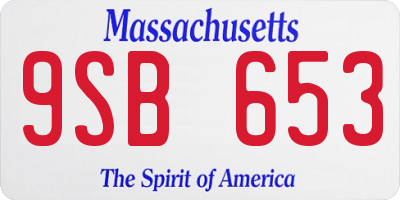 MA license plate 9SB653
