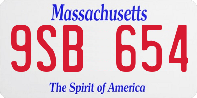 MA license plate 9SB654