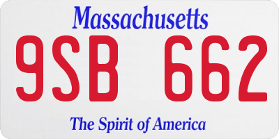 MA license plate 9SB662