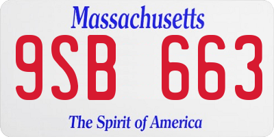 MA license plate 9SB663