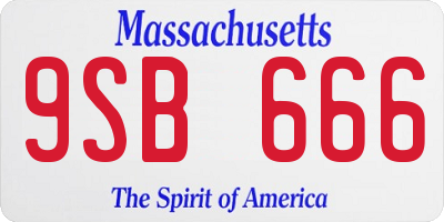 MA license plate 9SB666