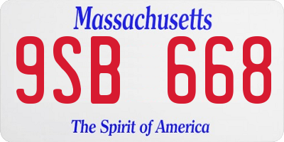 MA license plate 9SB668